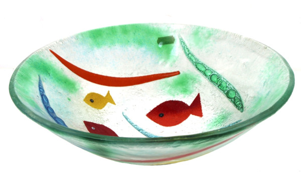 Coupe à fruits en verre à décor de poiss