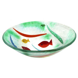 Coupe à fruits en verre à décor de poiss