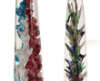 Deux supports ou presse-papier en verre,