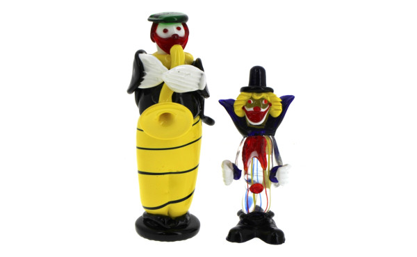 MURANO (non signé) - CLOWNS, deux sujets