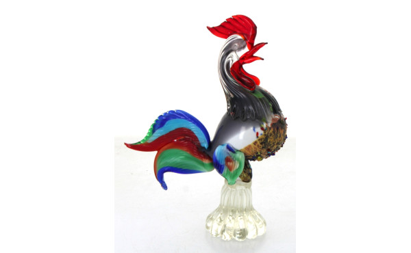 MURANO (non signé) - COQ, sujet en verre