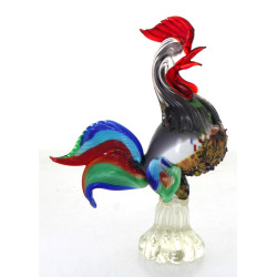 MURANO (non signé) - COQ, sujet en verre