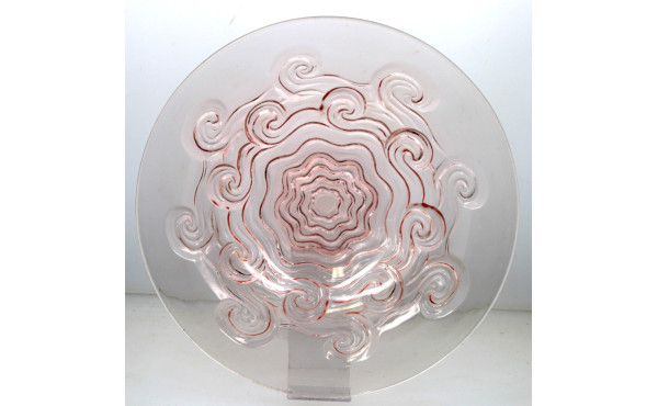 Coupe à fruits en verre moulé rose, anné