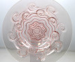 Coupe à fruits en verre moulé rose, anné