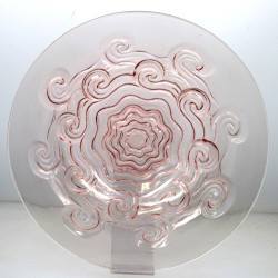 Coupe à fruits en verre moulé rose, anné