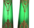 Paire de vases Art Nouveau en verre vert