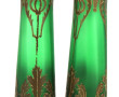 Paire de vases Art Nouveau en verre vert