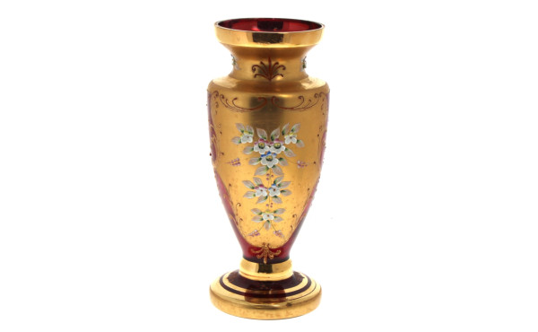Vase en verre de Venise rouge et or à dé