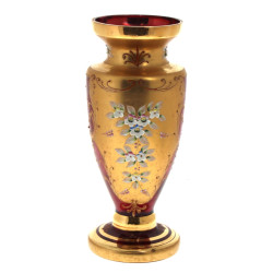 Vase en verre de Venise rouge et or à dé