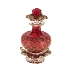 Flacon XIXème en verre rouge et transpar
