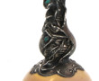 Vase à panse en verre soufflé, long col 