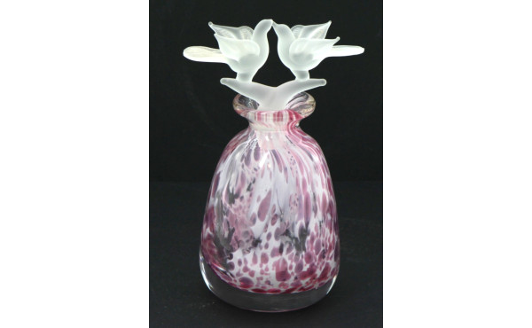 Flacon en verre moucheté rose, bouchon e