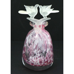 Flacon en verre moucheté rose, bouchon e