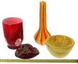 Lot de 4 pièces en verre de couleurs : c