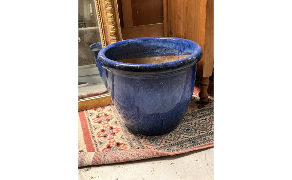 1 pot de jardin émaillé bleu 31 cm x di