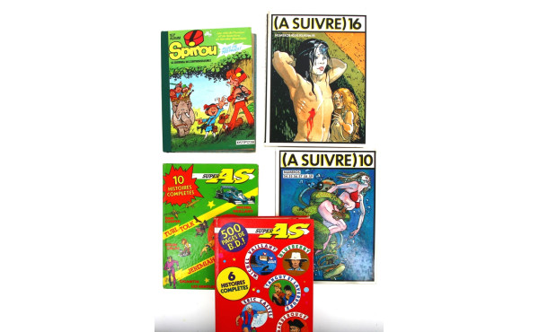 Lot de 5 recueils de BD reliés : A SUIVR