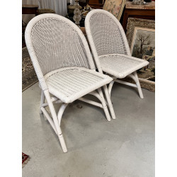 5 chaises en rotin blanc, petites usures