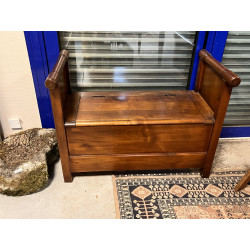 Petit banc coffre en bois massif teinte 