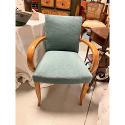Fauteuil bridge en bois clair et velours
