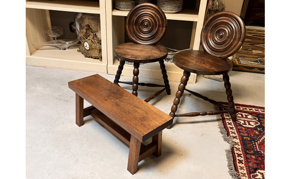 Paire de petites chaises bretonnes décor