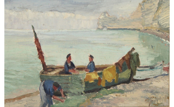 Ecole Française Xxème "Pêcheurs, environ