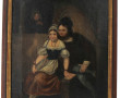 Ecole XIXème "Jeune couple épié", huile 