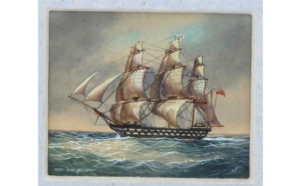 G.DIACOFF (Xxème) "Trois mâts en mer", g