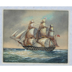G.DIACOFF (Xxème) "Trois mâts en mer", g