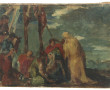 Ecole XIXème "Descente de croix", huile 