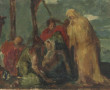 Ecole XIXème "Descente de croix", huile 