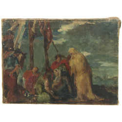 Ecole XIXème "Descente de croix", huile 