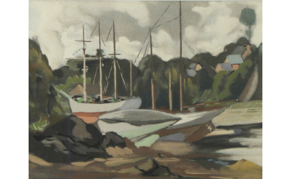 Jean URVOY (1898-1989) "Marine à marée b