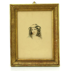 Ecole XIXème "Portrait de femme au chape