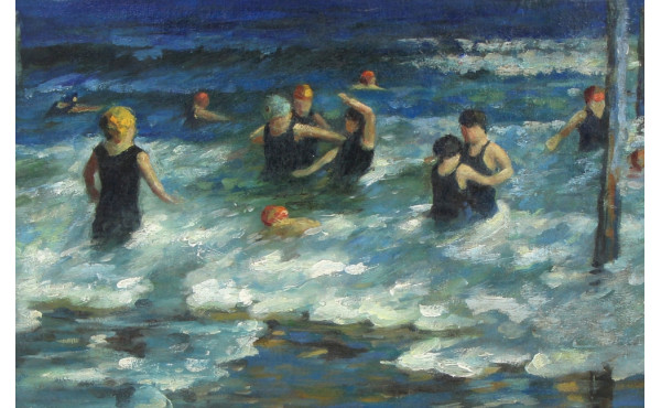 Ecole Française Xxème "Baigneurs", huile