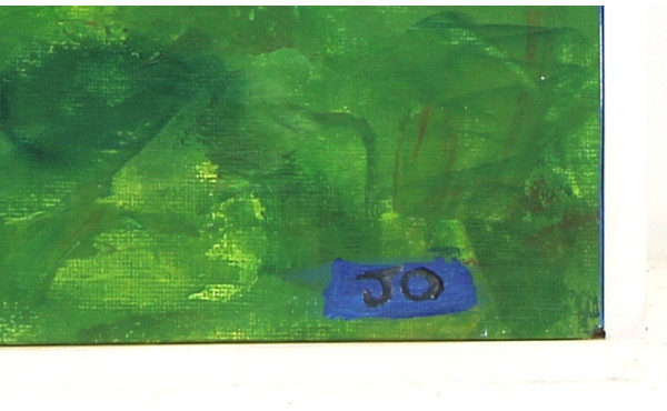 Ecole Contemporaine "Coq coloré", huile 
