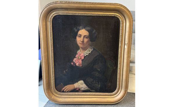 Ecole XIXème "Portrait de jeune femme br