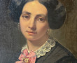Ecole XIXème "Portrait de jeune femme br