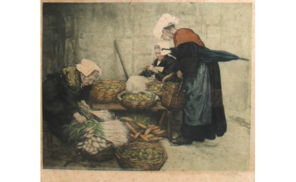 Manuel ROBBE (1872-1936) "Scène de march