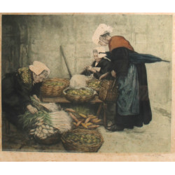 Manuel ROBBE (1872-1936) "Scène de march