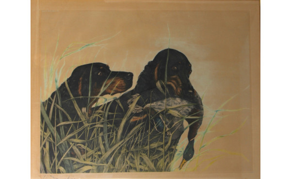 Léon DANCHIN (1887-1938) "Setters et col