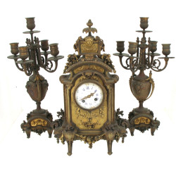 Garniture de cheminée en laiton et métal