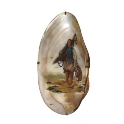 Moule d'eau douce à décor peint d'un pêc