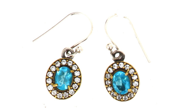 Paire de BO en argent, vermeil et verre 