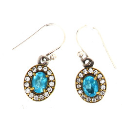 Paire de BO en argent, vermeil et verre 