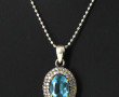 Pendentif ovale et verre bleu imitation 