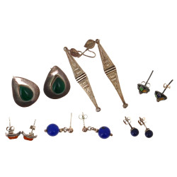 Lot de 3 paires de BO en argent, pierres