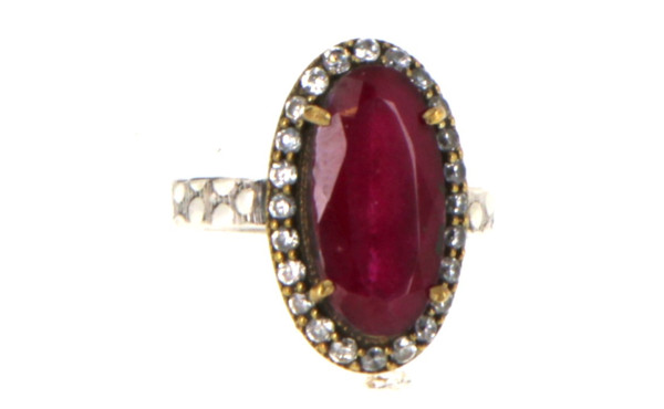 Bague en argent et vermeil sertie d'un r