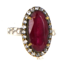 Bague en argent et vermeil sertie d'un r