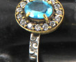 Bague en argent et vermeil en verre bleu