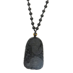 CHINE - Collier en perles de verre noire